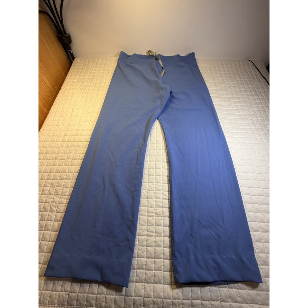 Figs Technical Collection Scrub Set Medium blue V Neck Top And Pants Tacked Hem - Picture 2 of 14